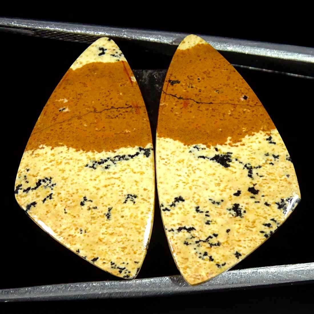 17.20Cts Natural Picture Jasper Cabochon Loose Gemstone Pair 13x24x3mm Fancy
