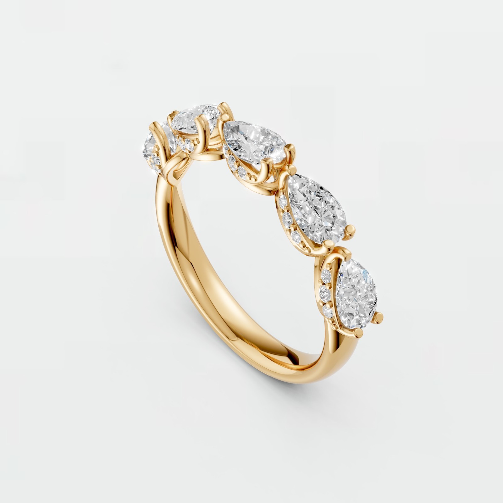 Half Eternity Ring Pear Lab Grown Diamond Stackable Wedding Band