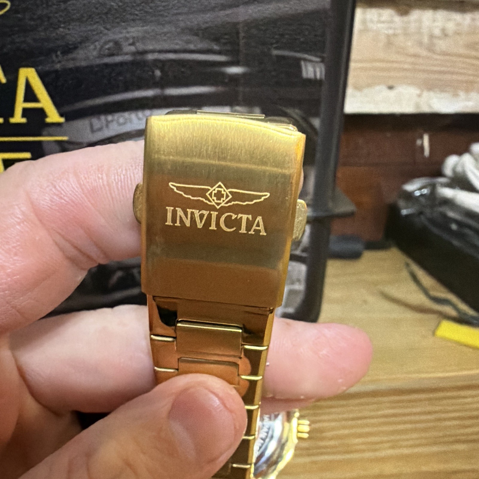 Invicta S1 Rally Men’s Quartz Gold Tone Dial Metal Bracelet 44mm 50m