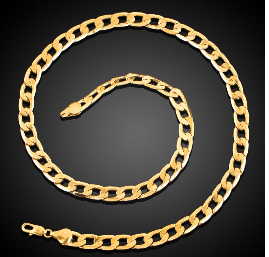 BUY 1 GET 1 FREE 18K Yellow Gold Filled 4mm Cuban Curb Link Chain Necklace Q819G