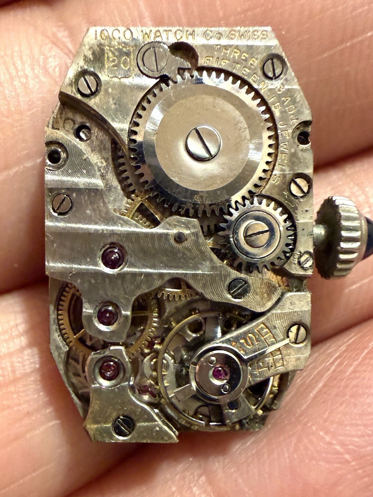 1920’s LADY IOCO 14K WHITE GOLD & SAPPHIRE WATCH W/ ORIGINAL 1/20 GF BAND -RARE!