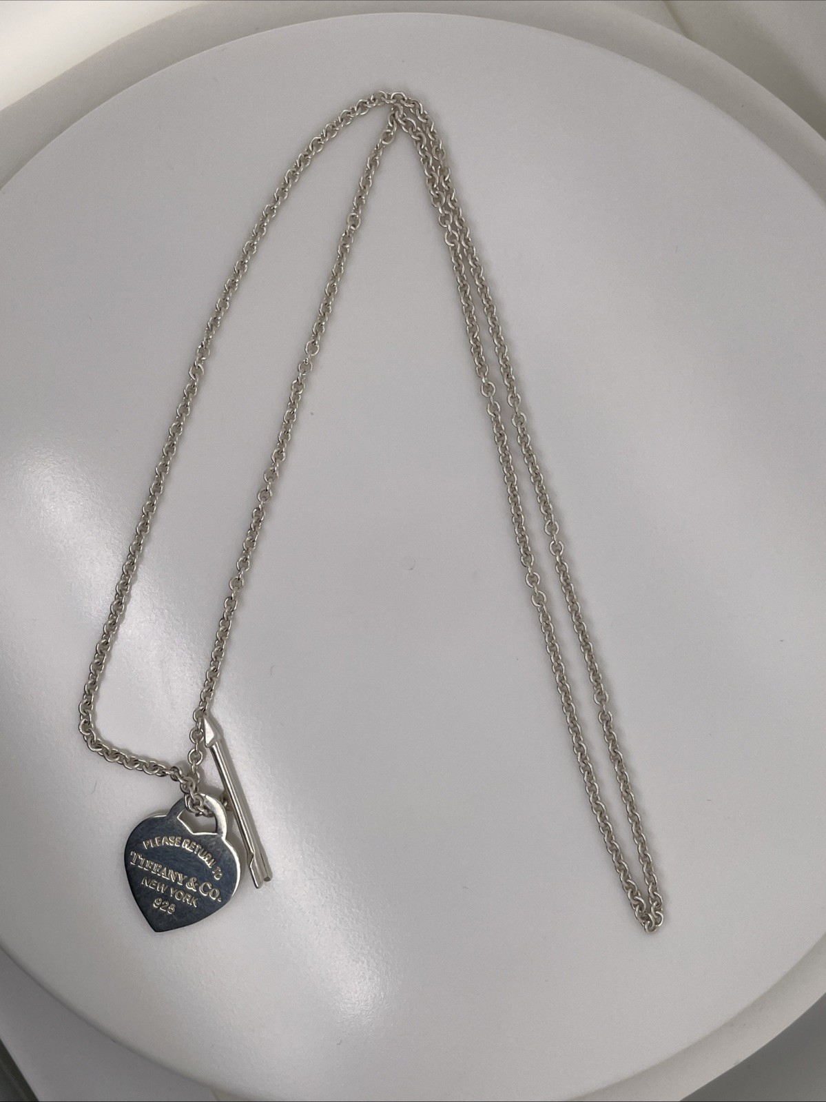 Tiffany&Co Sterling Silver Heart Arrow LOVESTRUCK Necklace W/ Box
