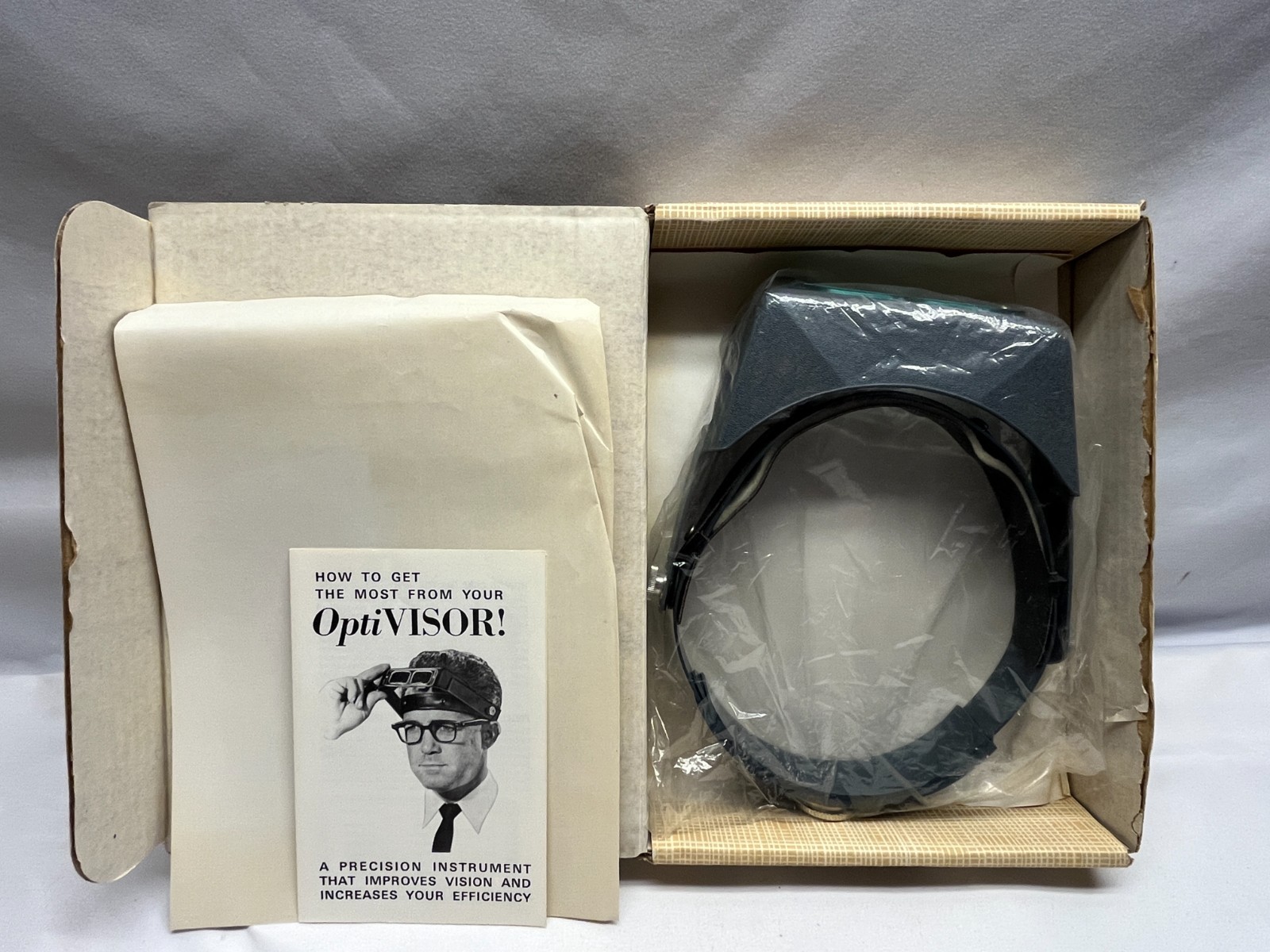 Vintage Opti-Visor Headset Magnifier DA-5 Blue Lens Magnifier NEW in Open Box