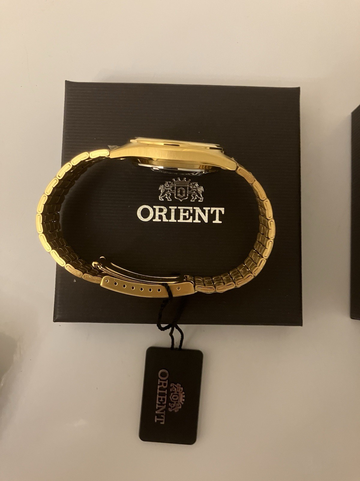 Orient Automatic TriStar Day-Date, New In Box, Champagne Gold Tone