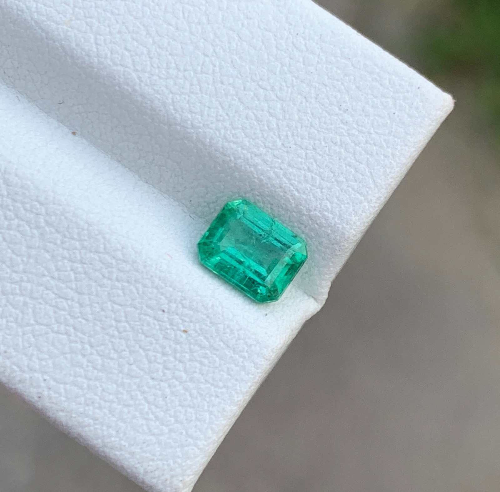 Natural Zambian Emerald 0.785 Ct Octagon Cut Vivid Green Slightly Included