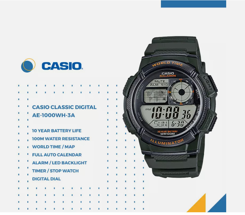 GENUINE ORIGINAL Brand New Casio F91W F-91-W / AE1000W AE-1000-WWrist Watch
