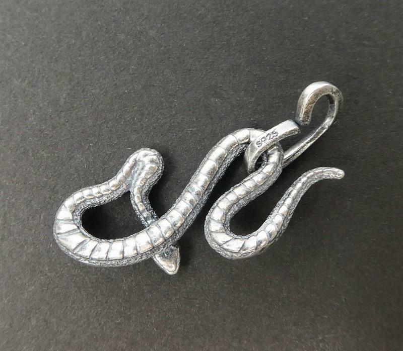 Unique Cool Solid Sterling Silver Coiled Snake Serpent Small Pendant Men Unisex