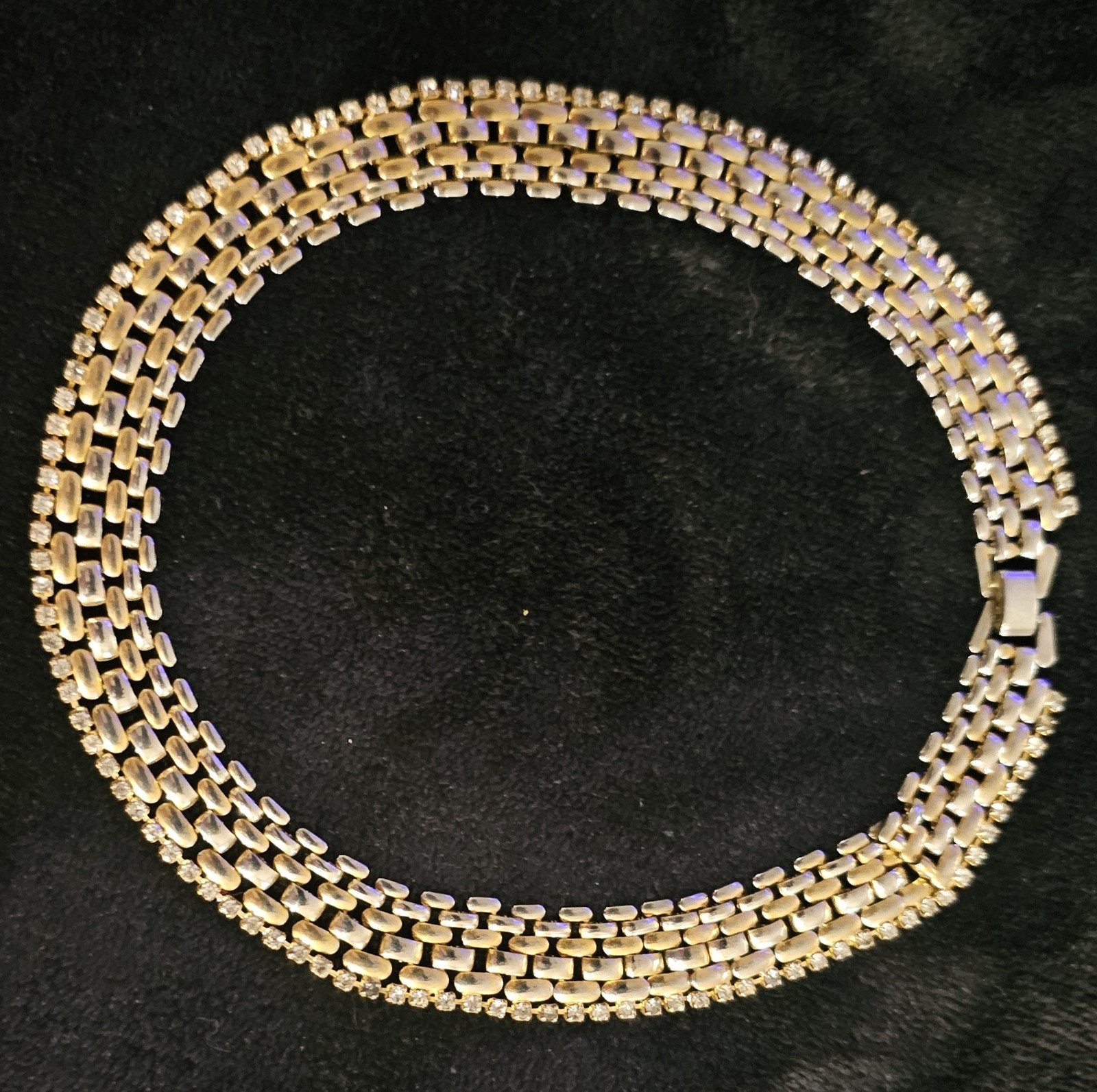 KJL Vintage Gold tone and rhinestone “Watchstrap” Necklace.
