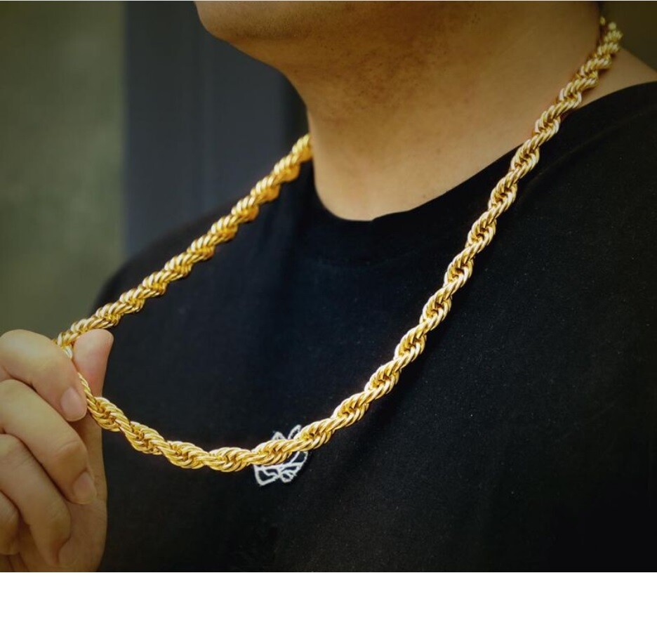 Designer Inspired Genuine 18K Gold Filled 4mm Thick 16″- 32″ Rope Chain Necklace