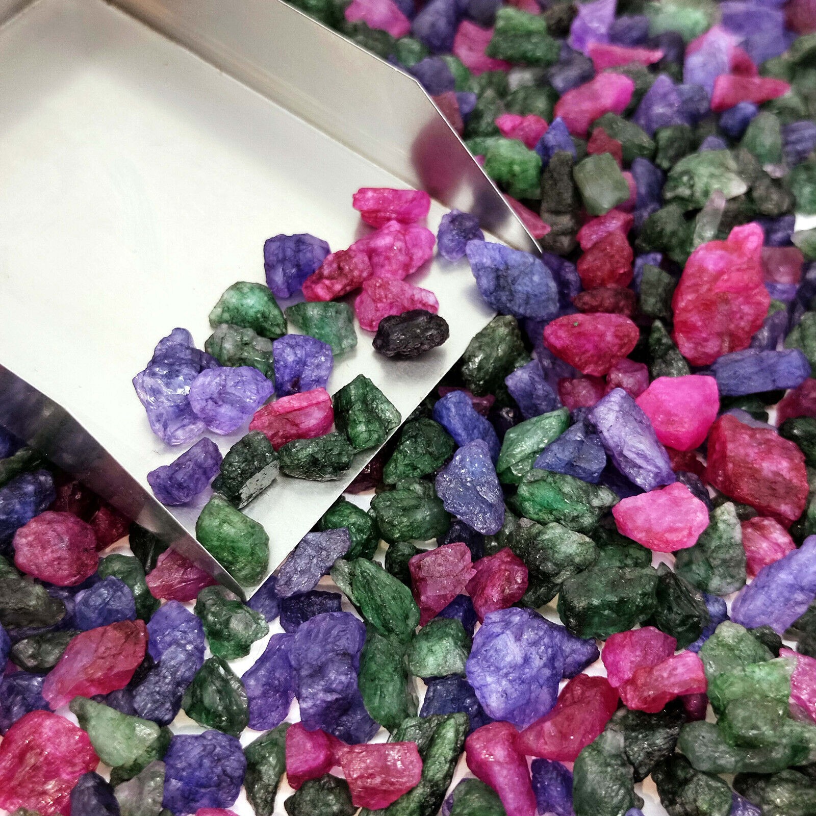 400+ Cts Natural Ruby, Sapphire & Emerald Uncut Rough Lot Certified