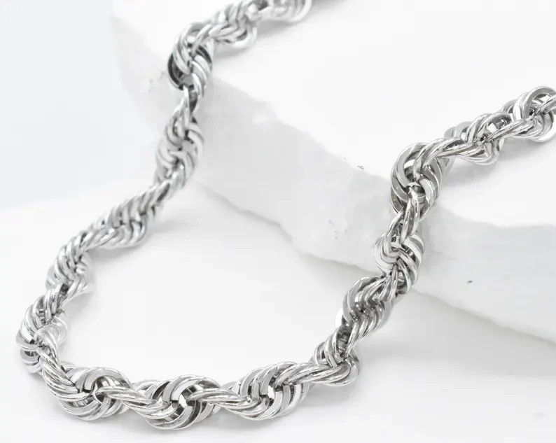 10K White Gold Rope Chain Bracelet Diamond Cut Real Gold 2mm-5mm 7-9in Unisex