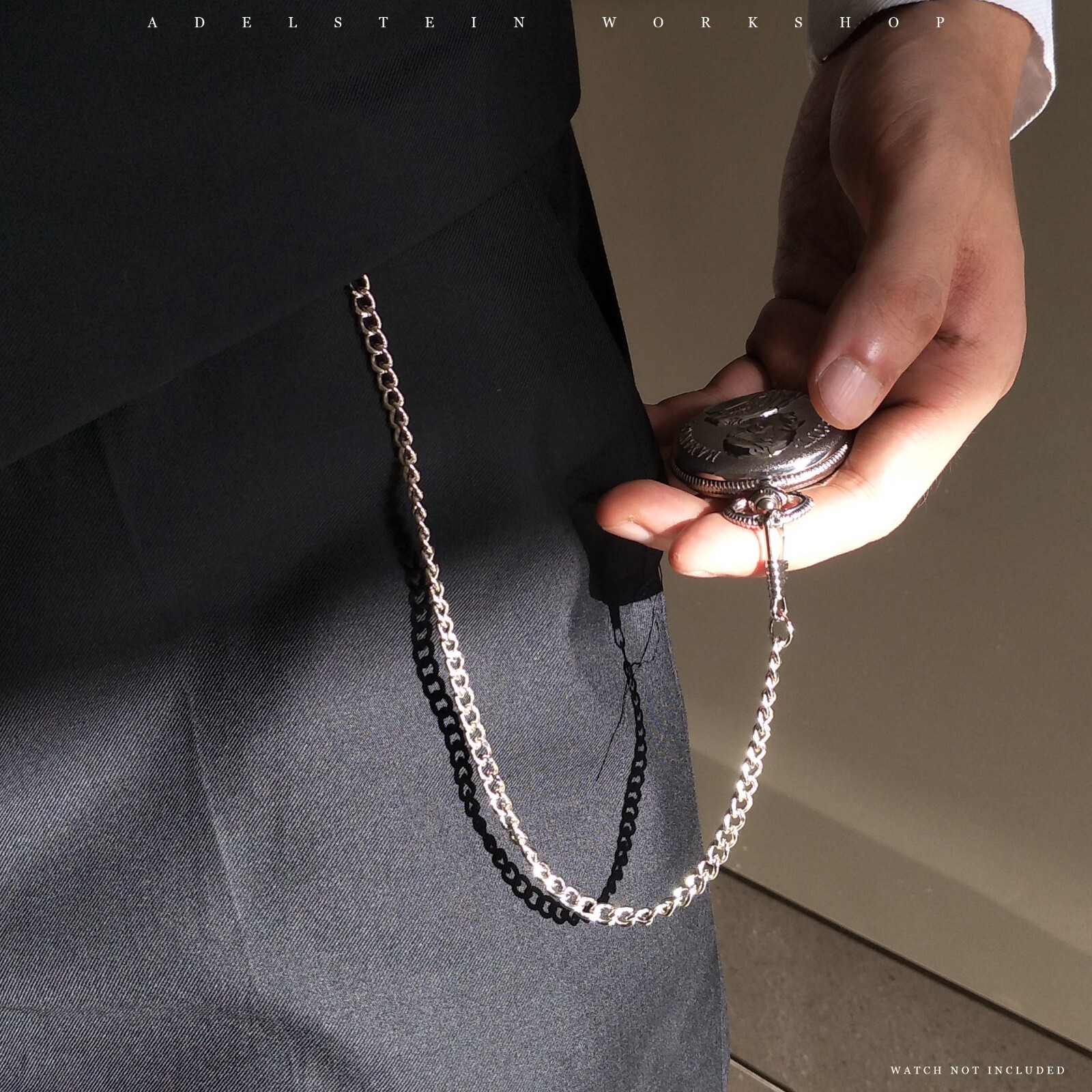 Men’s Double Curb Serpentine Silver Plated Pocket Watch Chain Swivel FOB New