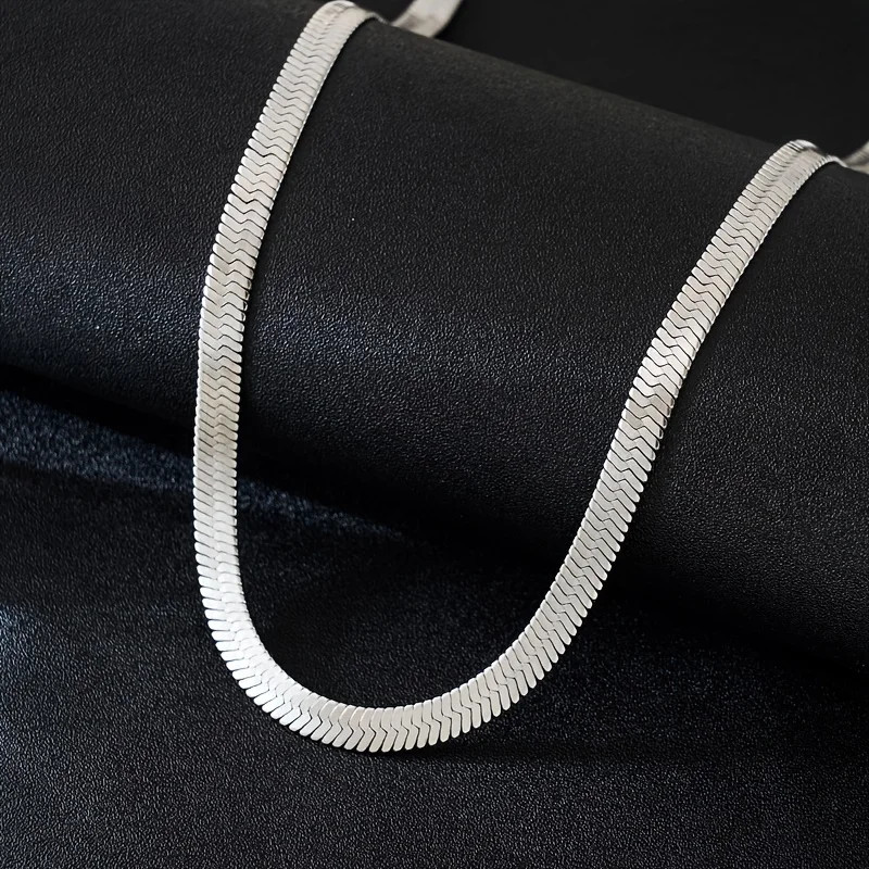 Hip Hop Stainless Steel Width 6mm Flat Snake Chain Choker Waterproof Necklaces C