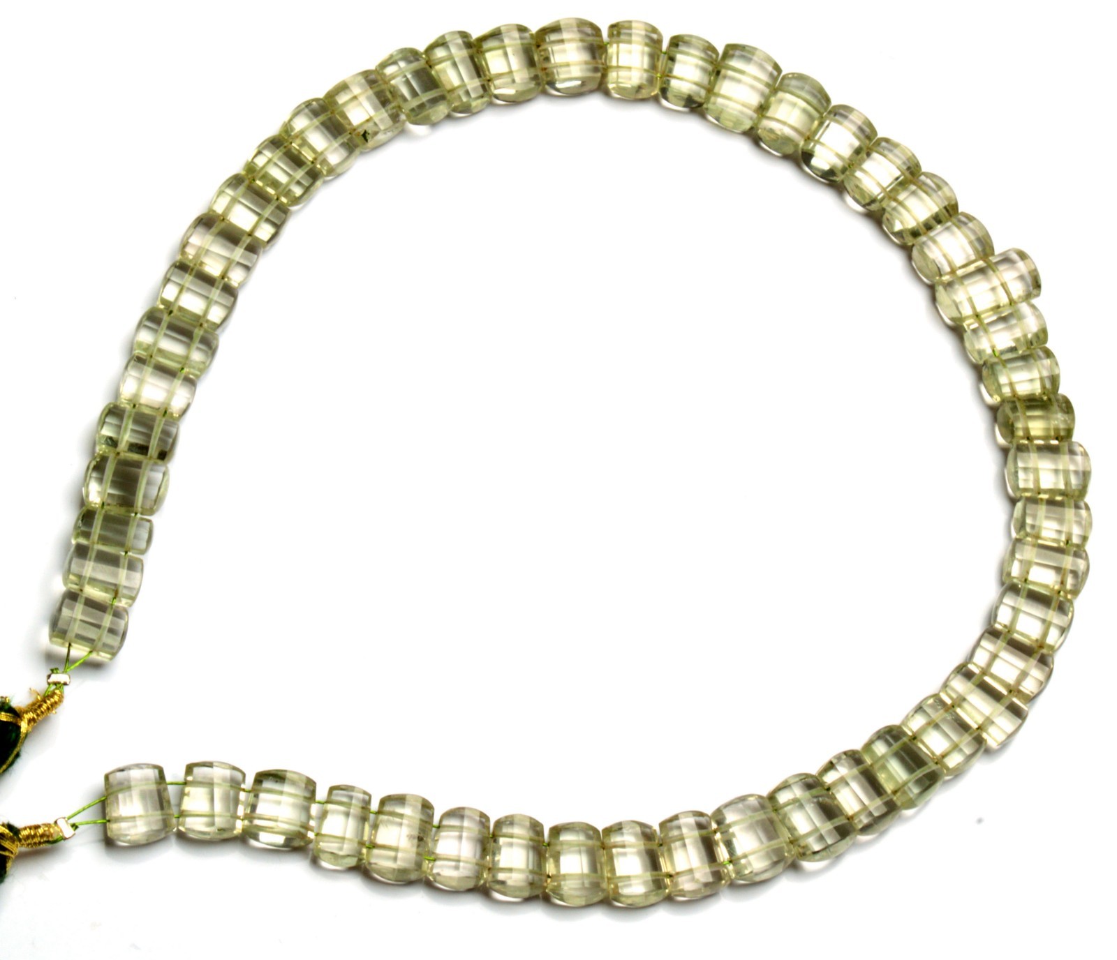 Green Amethyst Prasiolite 8-13 mm Faceted Cut Beads Adjustable Length Necklace