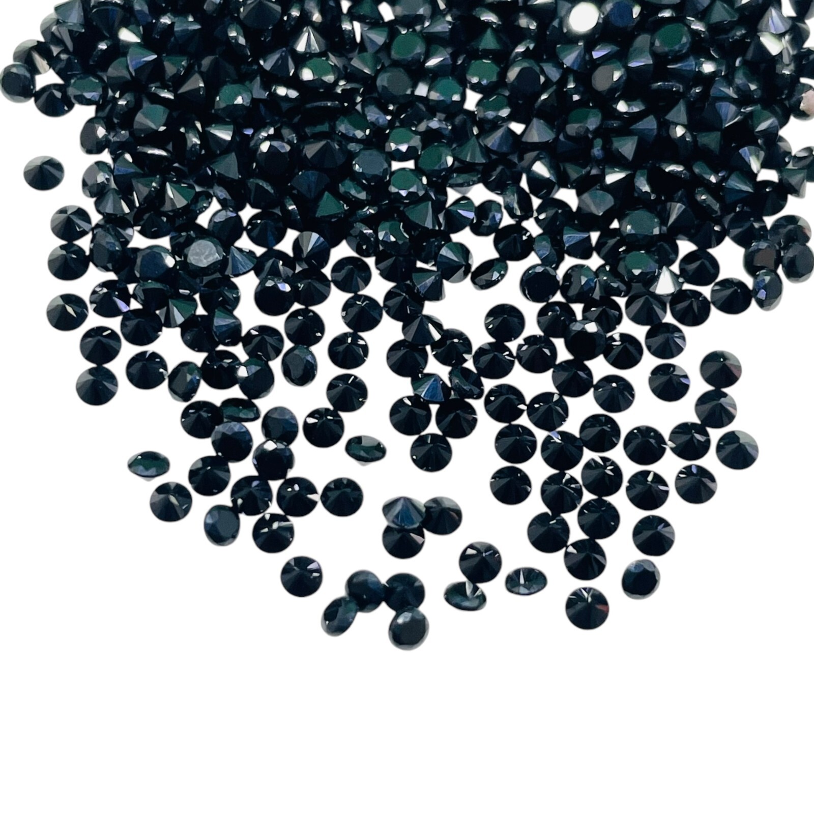 100 Pcs Natural Black Spinel 2mm Round Diamond Cut Calibrated Loose Gemstones