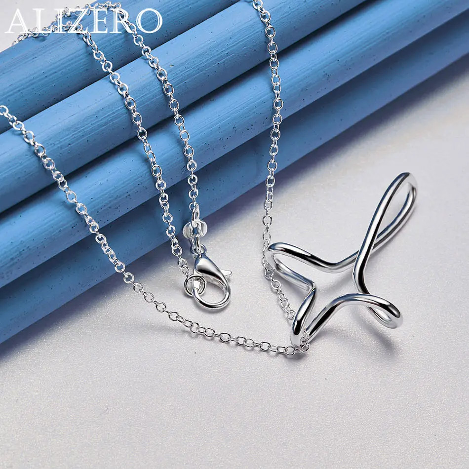 ALIZERO 925 Sterling Silver Necklace 16-30 inch Chain Twisted Cross Pendant