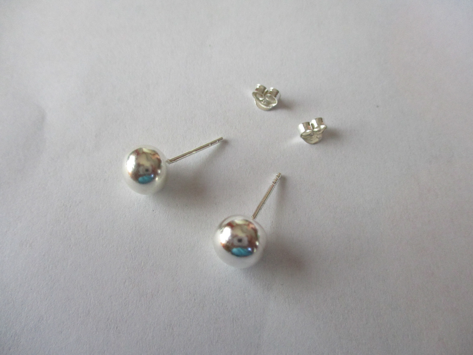 Sterling Silver Ball Earrings High polished 925 Silver 8mm round