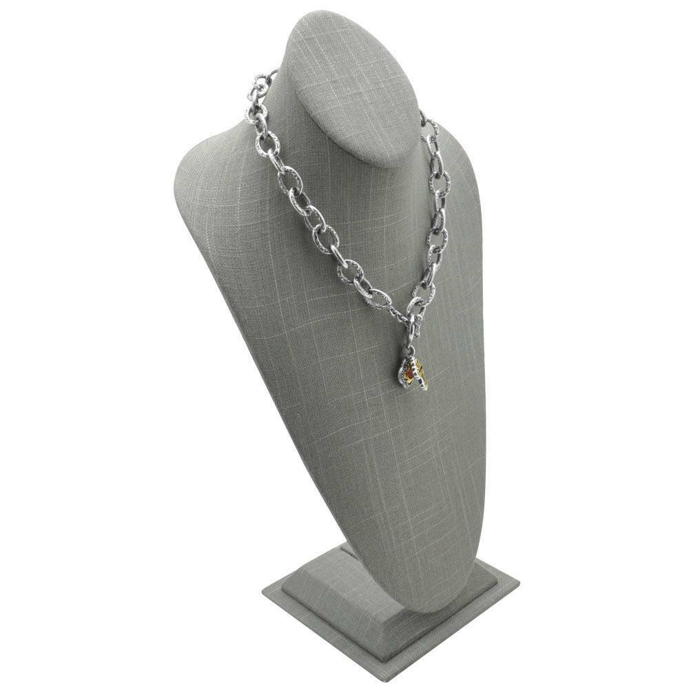 Modern Grey Linen Necklace Display Tall Necklace Display Showcase Jewelry Bust
