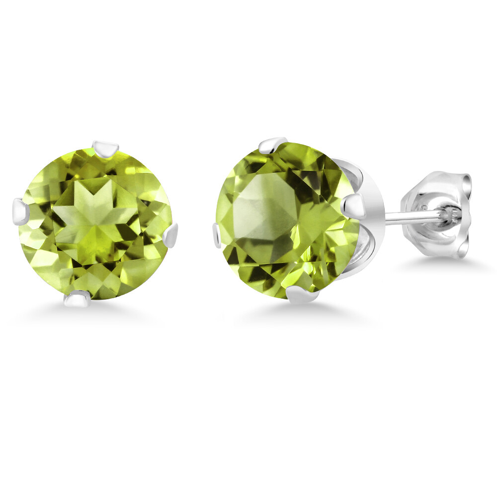925 Sterling Silver Peridot Stud Earrings For Women (2.00 Cttw, Gemstone