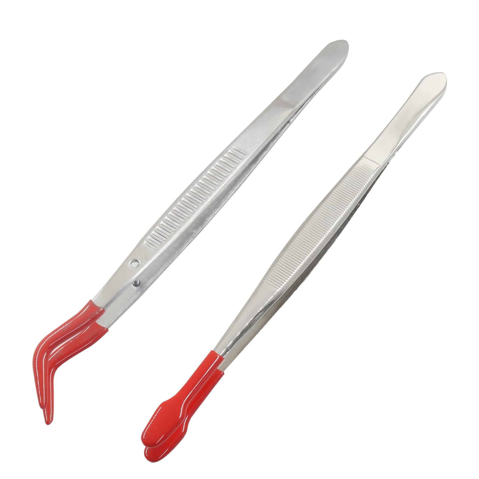 2-Pack Tip Tweezers, Long Bent & Straight Tip Long Tweezers Craft Tweezers Se…