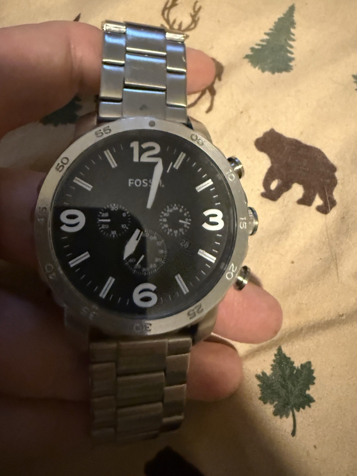 Fossil JR1353 Nate Chronograph Black Dial