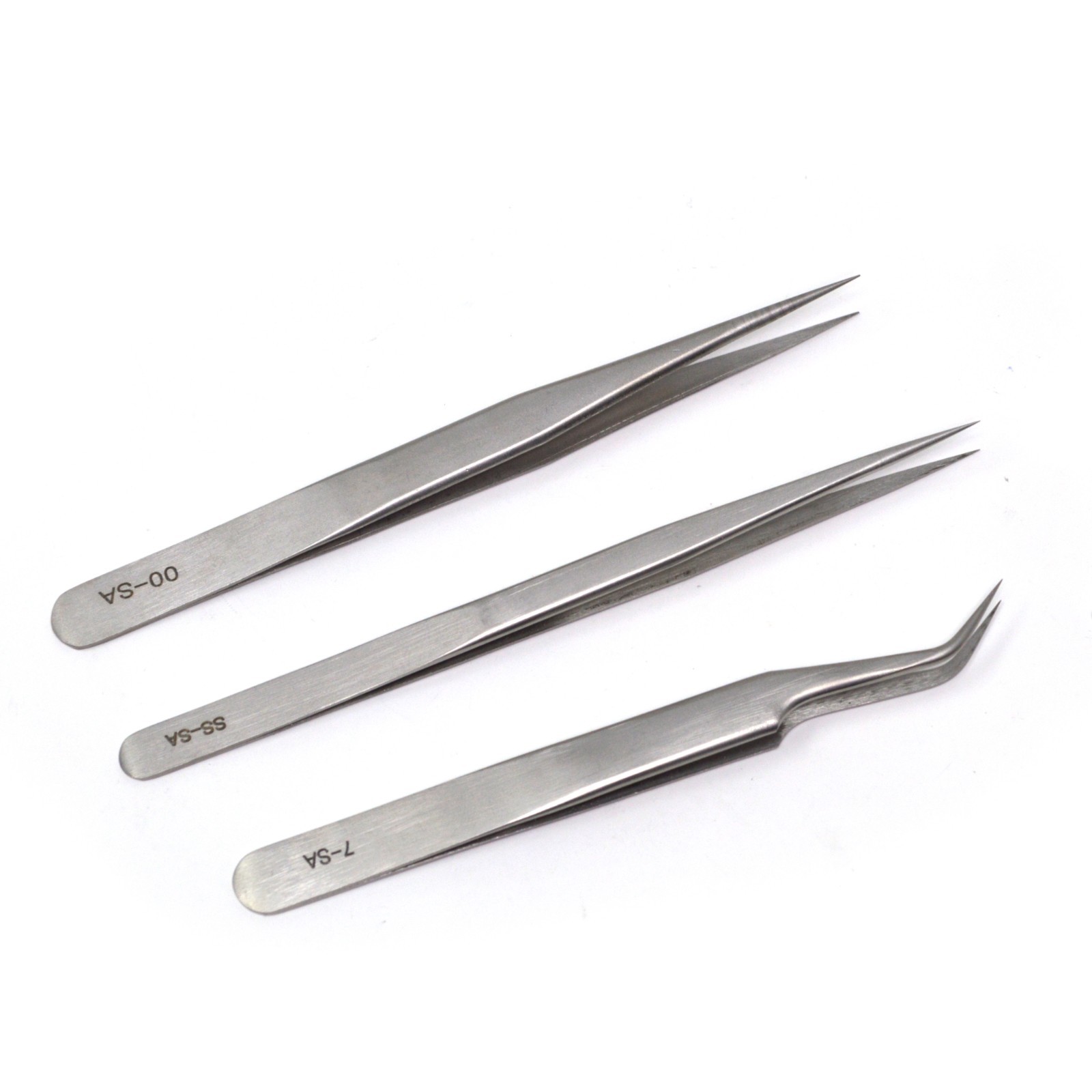 3PCS Precision Tweezers Stainless Steel Fine Bent & Heavy Duty for Electronics