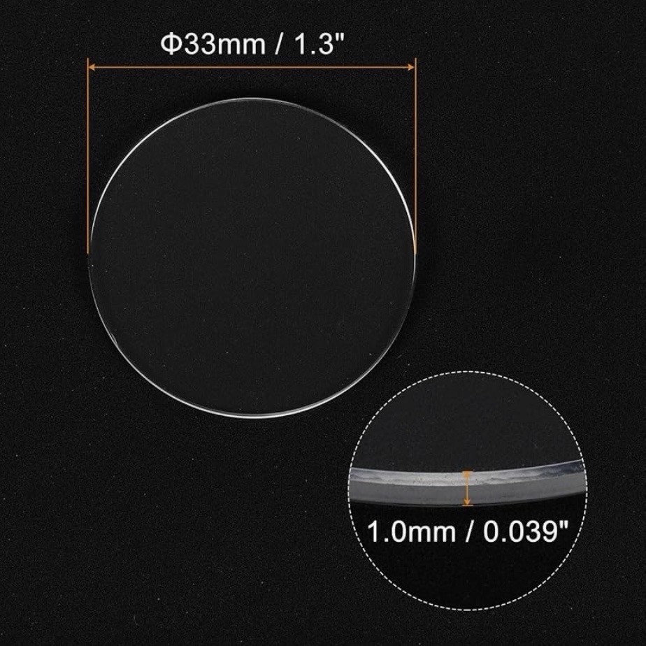 New 33 mm x 1 mm Watch Crystal – Flat Round Mineral Glass