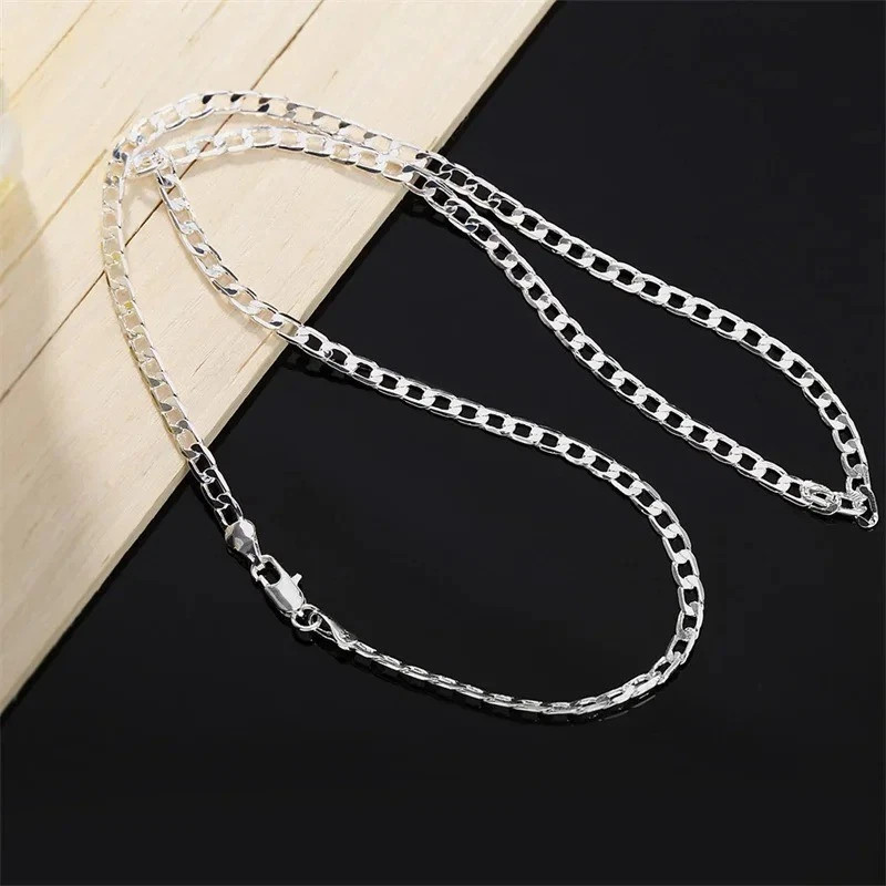 Genuine 925 Sterling Silver Curb Chain Necklace Lobster Clasp 16″-30″ Gifts UK
