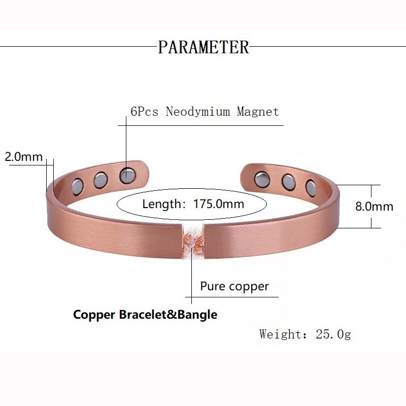Pure Copper Bracelet for Men Women Arthritis Pain Relief, Adjustable Cuff Bangle