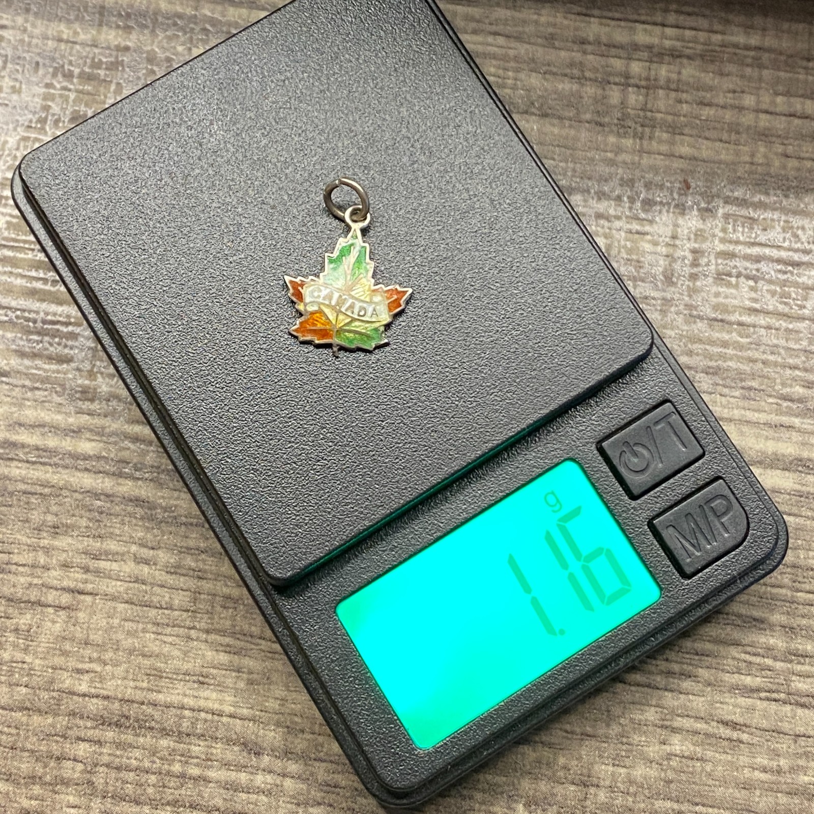 Vintage 925 Sterling Silver Enamel “Canada” Maple Leaf Pendant Bracelet Charm