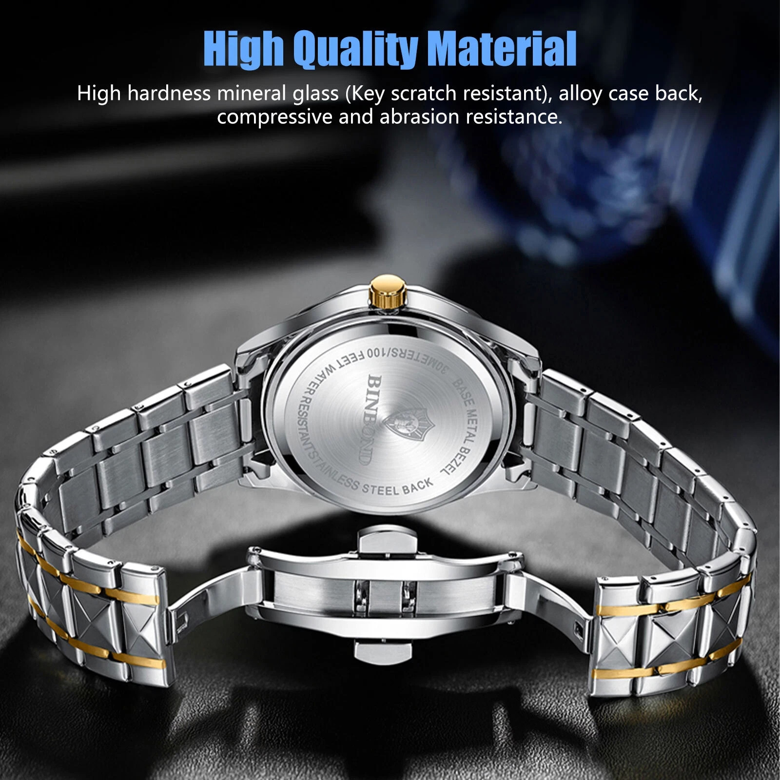 Watch Waterproof Men STAINLESS Steel Quartz Luminous Classic Business Wristwatch