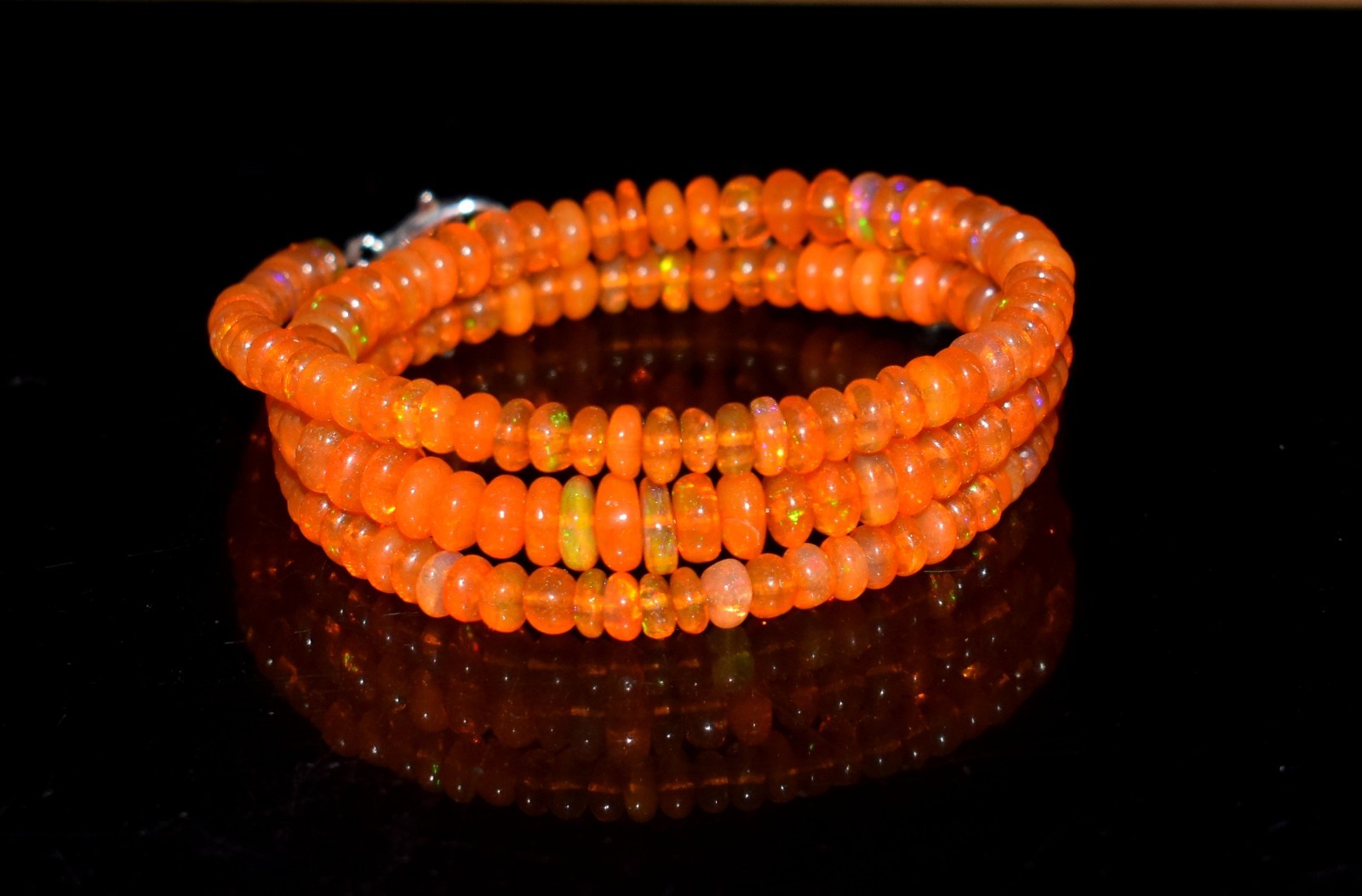 16”Natural Ethiopian Opal Wello Fire Opal Gemstone Beads Necklace AF0402