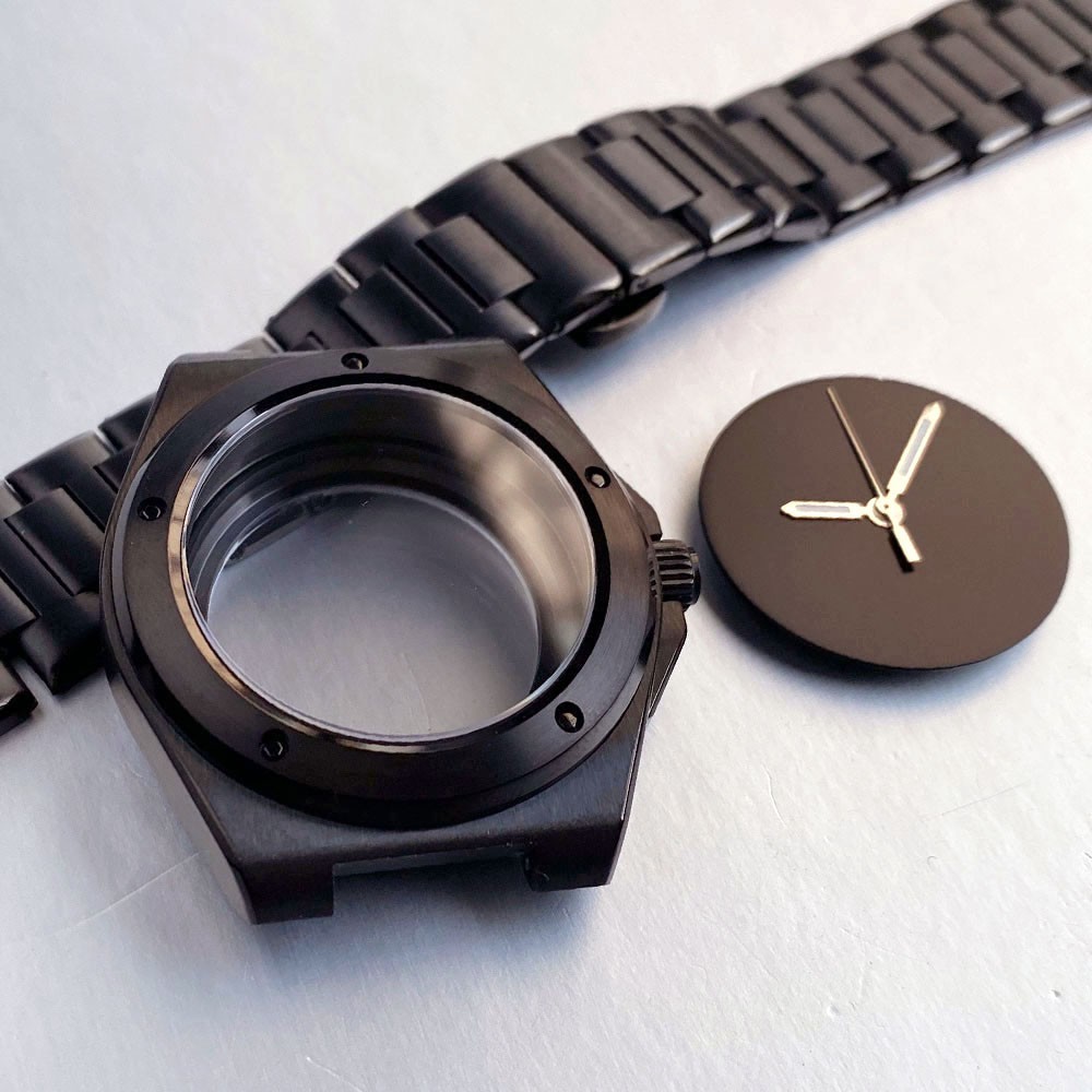 40mm Sapphire Glass Black PVD Watch Case Dial Hand Fit Engineer NH35 NH36 2824