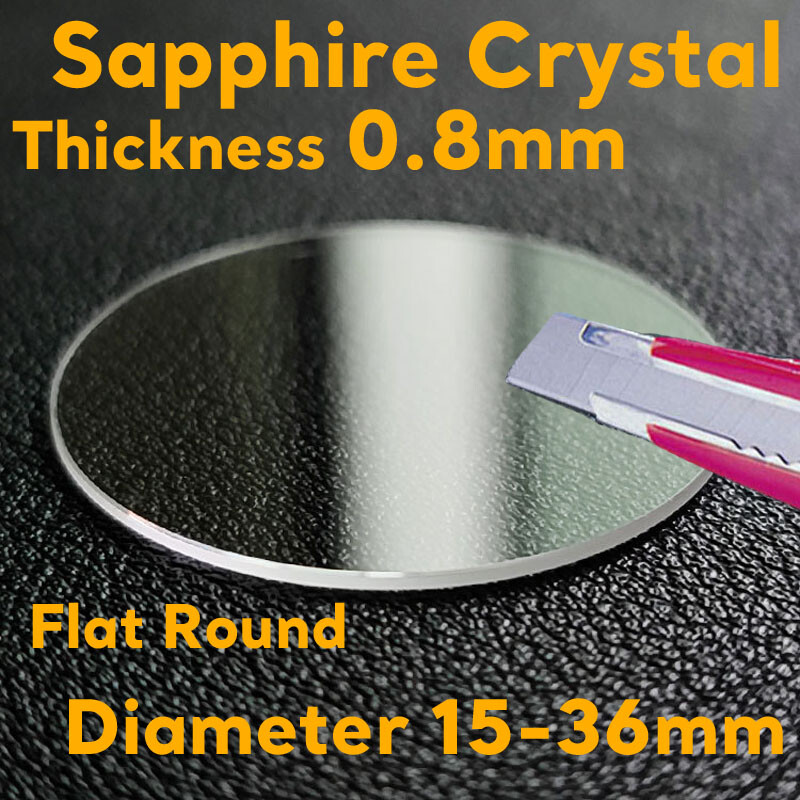 0.8mm Sapphire Glass Flat Round Mechanical Watch Crystal 15mm-36mm Repair Parts