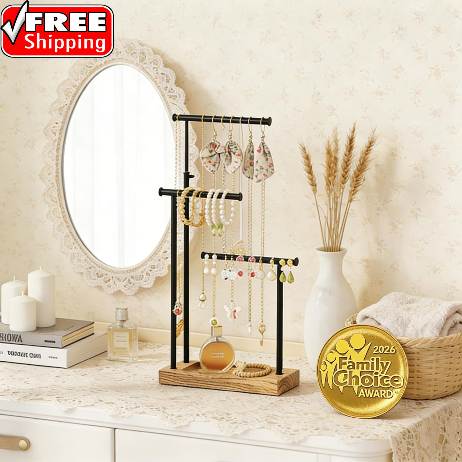 Jewelry Organizer Stand, Extra Tall Necklace Holder Jewelry Holder, Gift Idea (C