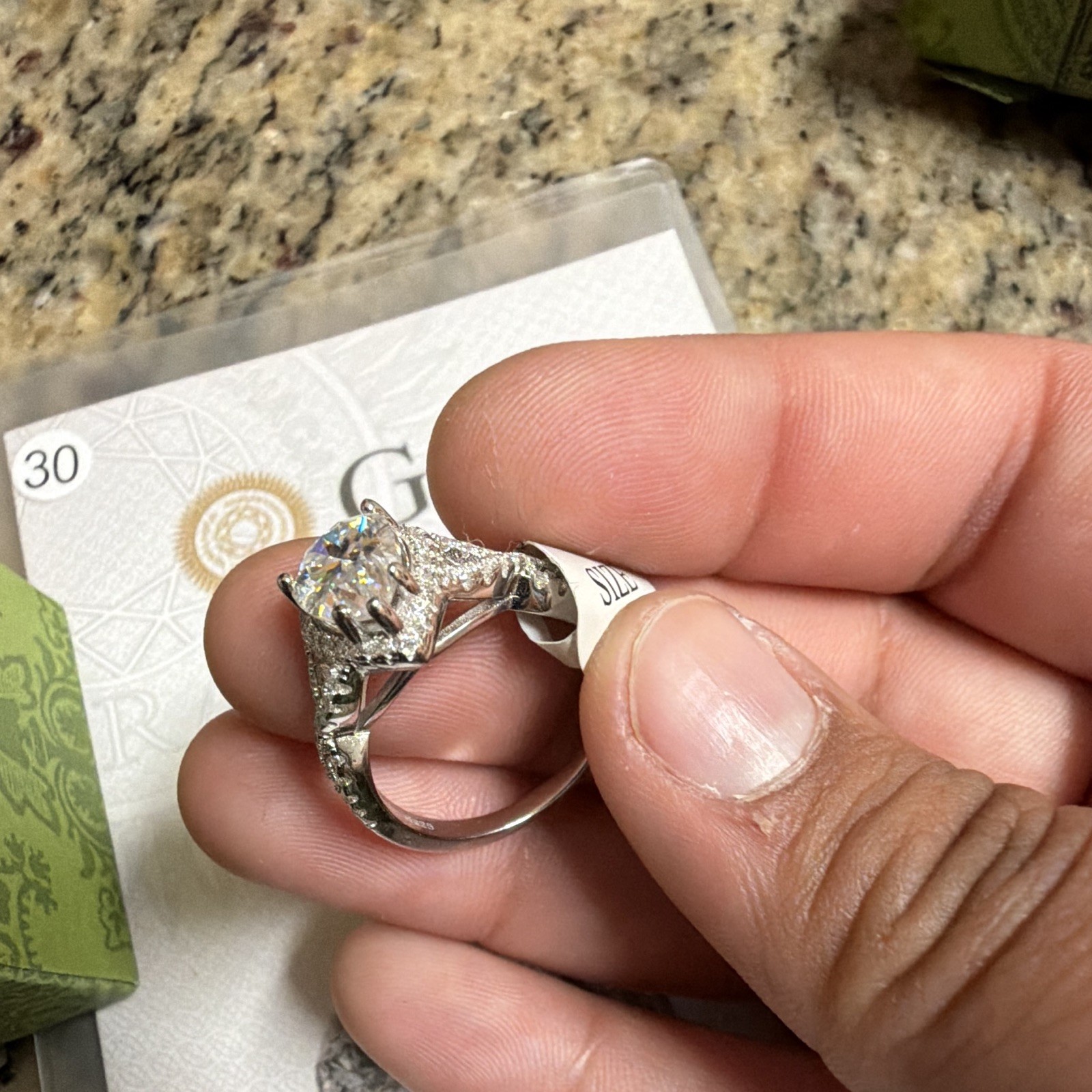 925 White Gold Pear Moissanite Halo Ring 2.0ctw GRA Size 7 7x10mm