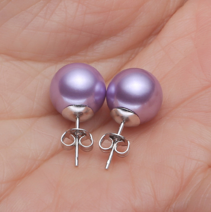 6/8/10/12mm Natural South Sea Shell Pearl Stud Earrings 925 Sterling Silver Set