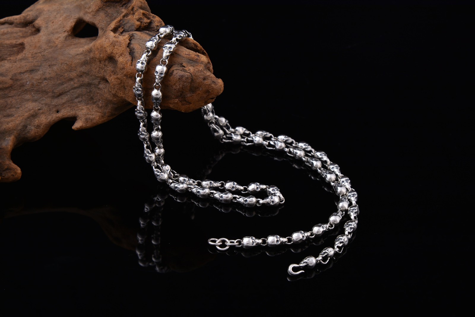 S925 Silver SKULL LINK CHAIN Necklace HEAVY Biker Gothic Statement 5mm 18″-28″