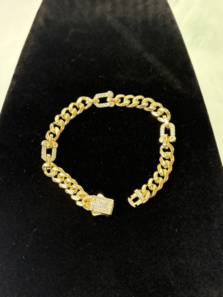 New 8 inch-14K Gold Filled Monaco Cuban Link Bracelet – Iced Out Box Lock