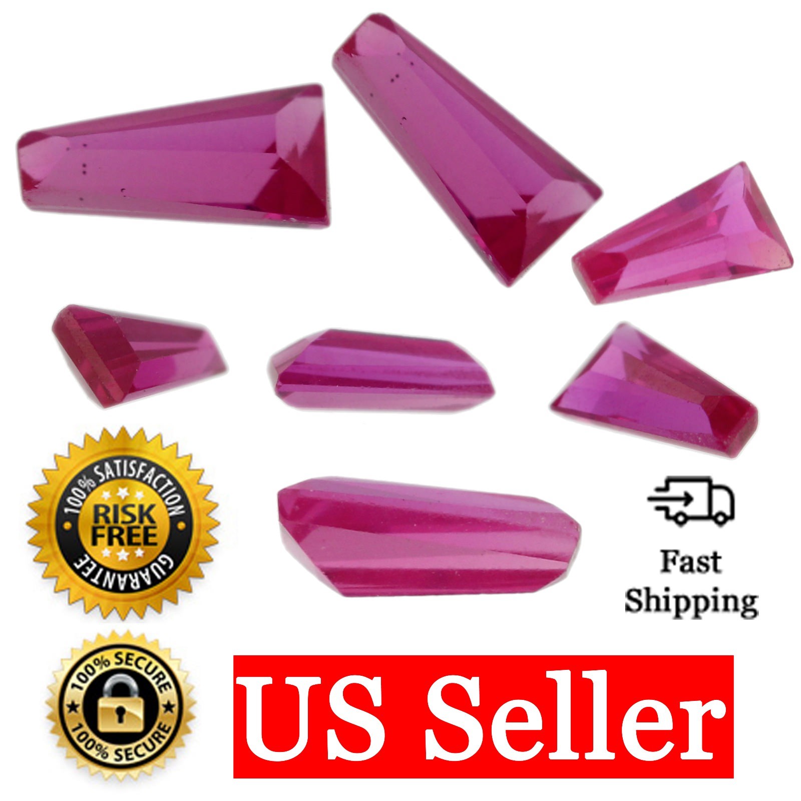 Loose Tapered Baguette Ruby CZ Stone Single Red Cubic Zirconia July Birthstone