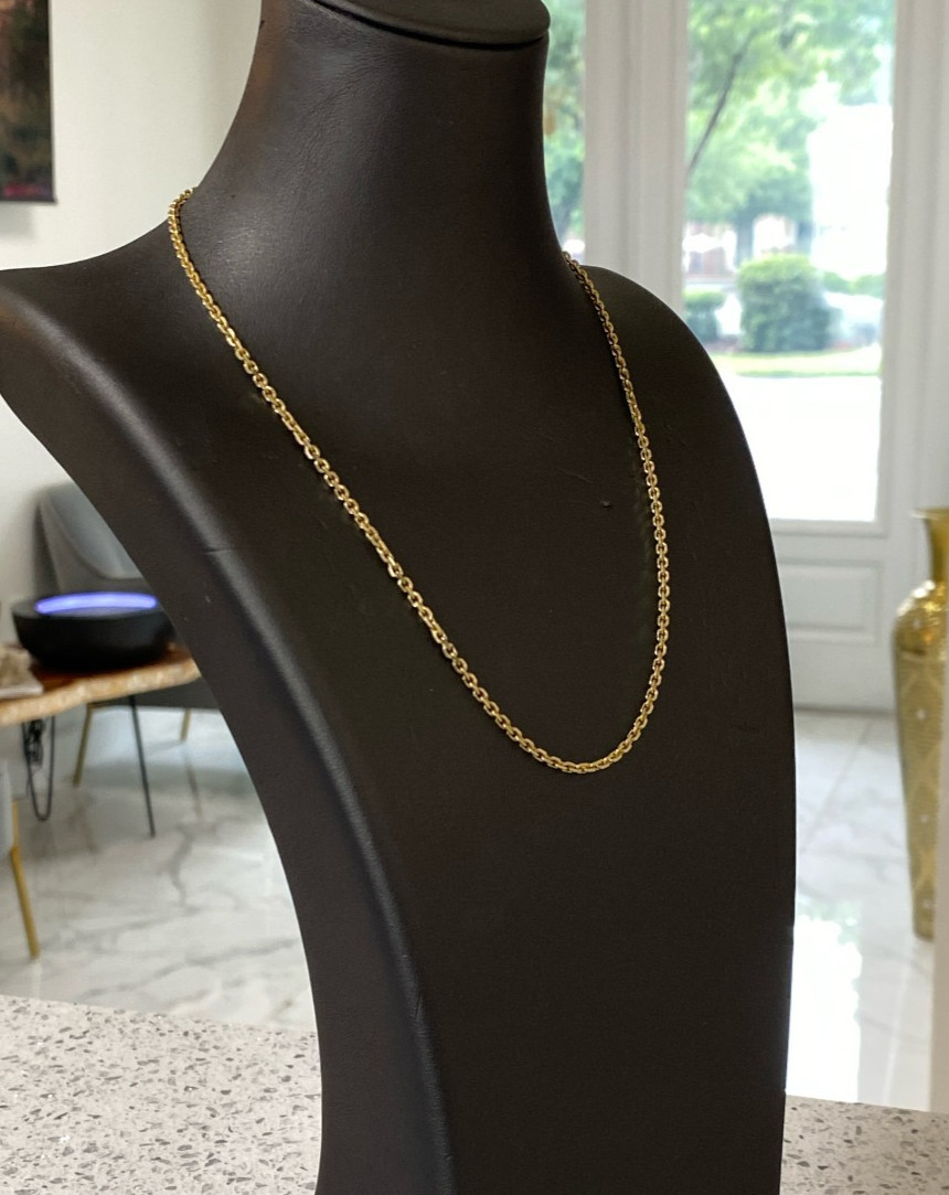 14K Yellow Gold 2mm Solid Rolo Belcher Cable Link Polished Necklace Chain 16″ 7g