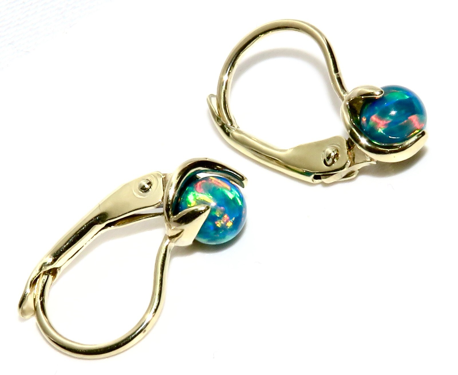 9ct Gold Black Opal Leverback Drop Earrings – Solid 9K Gold