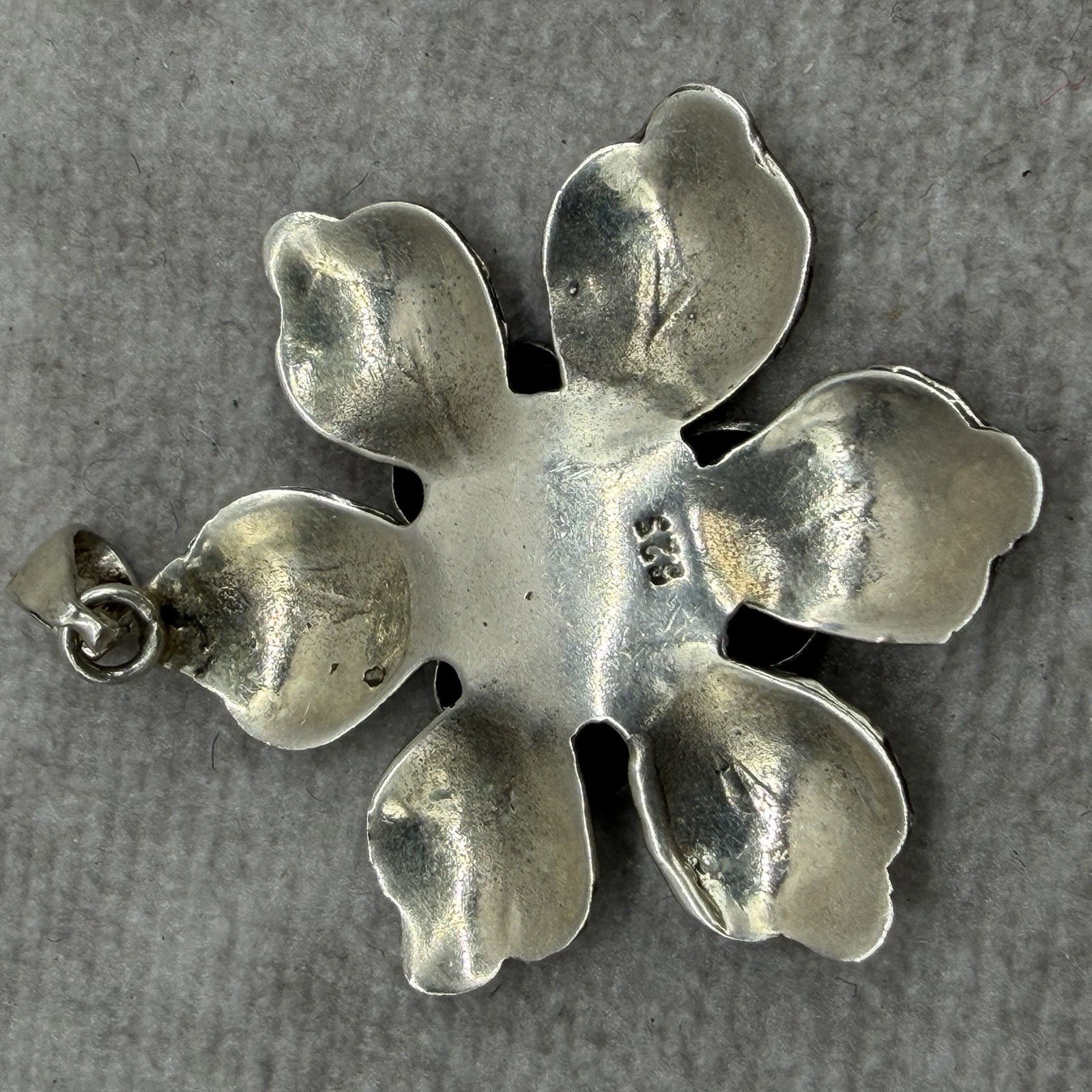 Vintage Sterling Silver Pendant Camelia Flower Classic Retro Charm