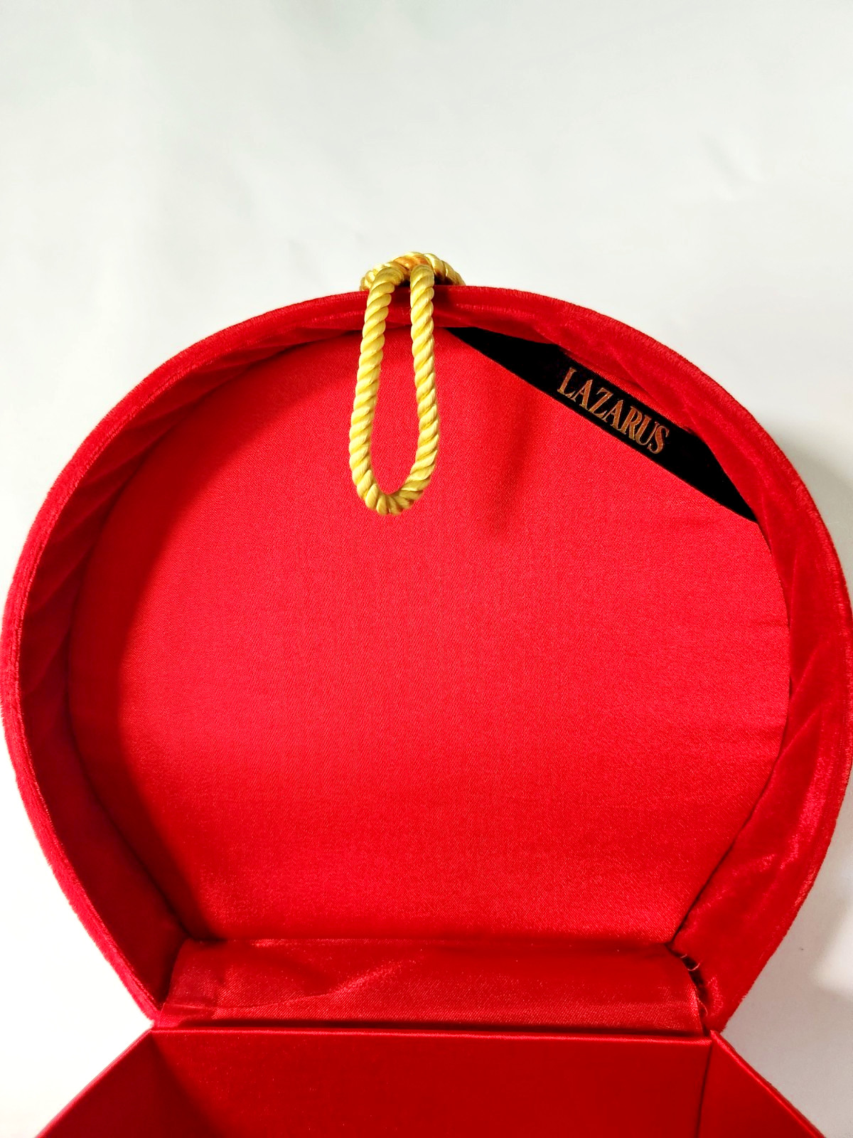 Vintage Lazarus Red Velvet Ornate Gold Closure 8.5×7.5″ Jewelry/Keepsake Box