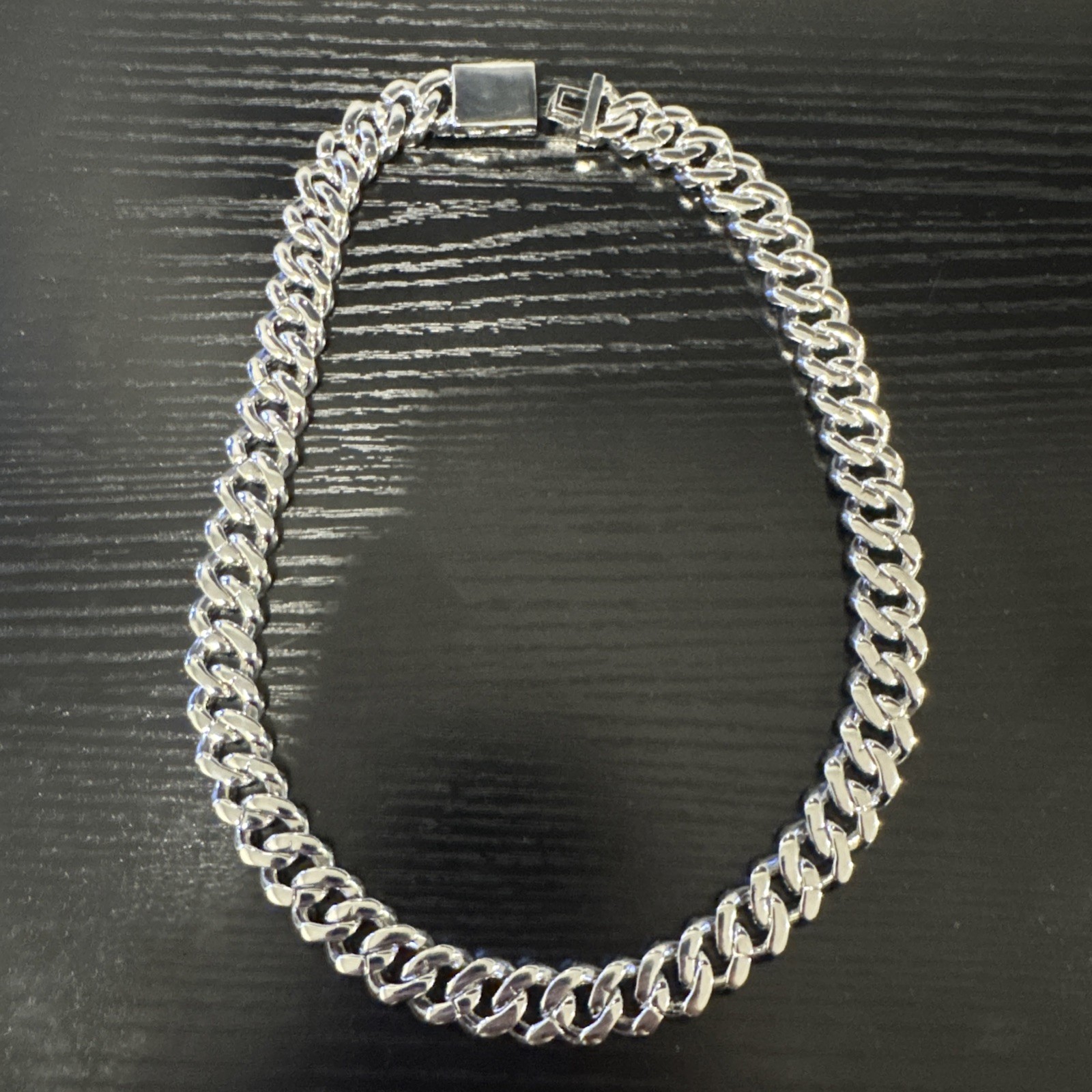 Men’s Baguette Iced Hiphop Cuban Link Chain Necklace Icy Choker 15mm Silver Cz