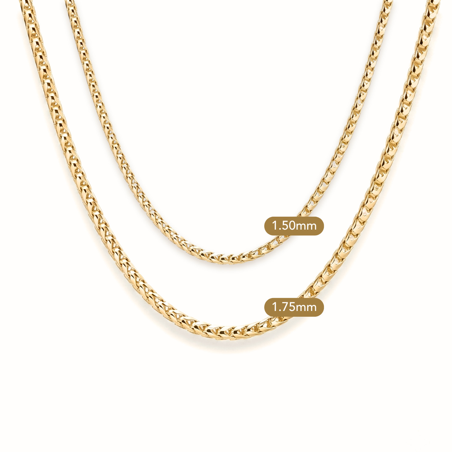 Gold 1.5mm 1.75mm Franco Chain Italian Necklace 16″-22″ 925 Sterling Silver