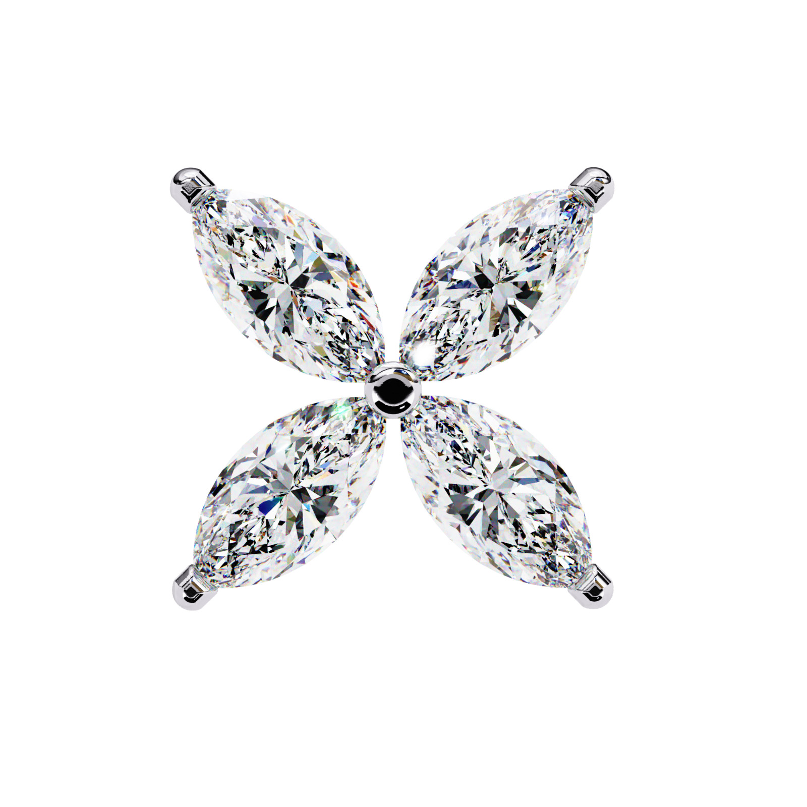 Lab Grown Diamond 1-TCW Marquise Flower Earring 14K White Gold Stud Fine Jewelry