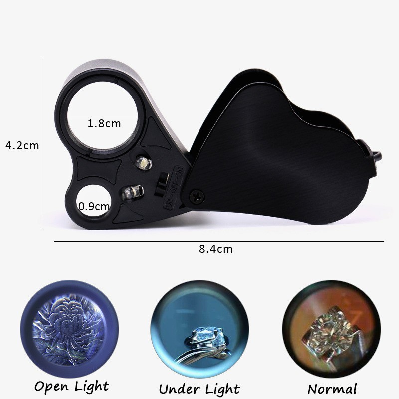 30X 60X LED Illuminated Jewelers Eye Loupe Foldable Magnifier Glass for Jewelry
