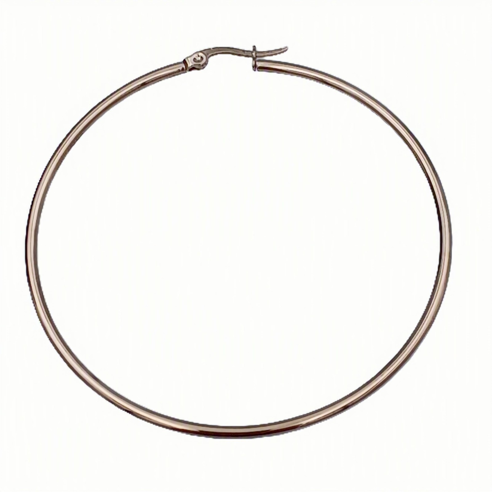 Stainless Steel Large Hoop Earrings Silver Tone 60mm Minimalist Round Circle Fas