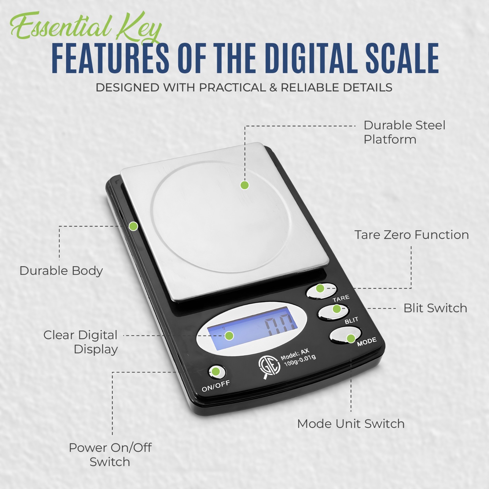 Pocket 100g x 0.01g Digital Jewelry Gold Coin Gram Balance Weight Precise Scale